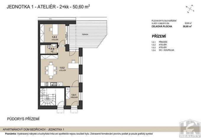 Prodej bytu 2+kk, Bedřichov, 50 m2