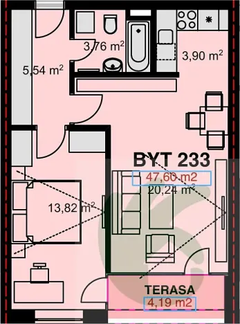 Pronájem bytu 2+kk, Kolín, Václavská, 52 m2