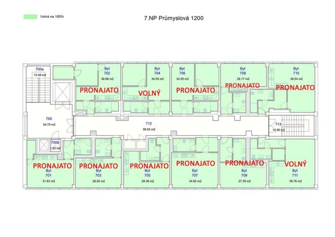 Pronájem bytu 1+1, Hradec Králové, Průmyslová, 35 m2