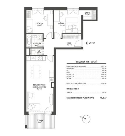 Prodej bytu 3+kk, Praha - Kbely, Plzákova, 73 m2