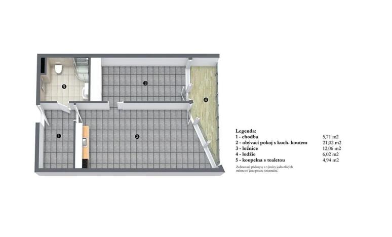 Pronájem bytu 2+kk, Sezimovo Ústí, náměstí Tomáše Bati, 52 m2
