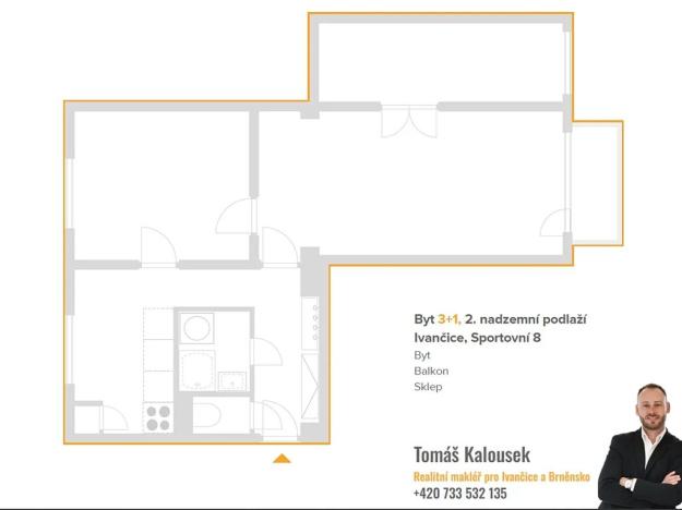 Pronájem bytu 3+1, Ivančice, Sportovní, 66 m2