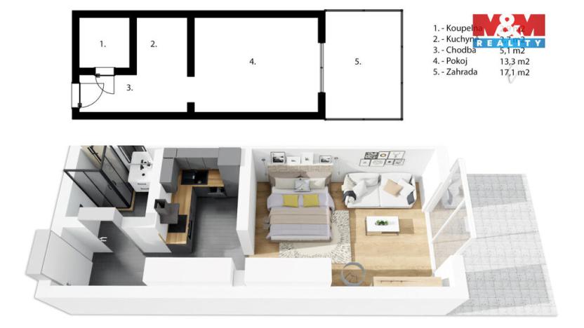 Prodej bytu 1+1, Rosice, 25 m2