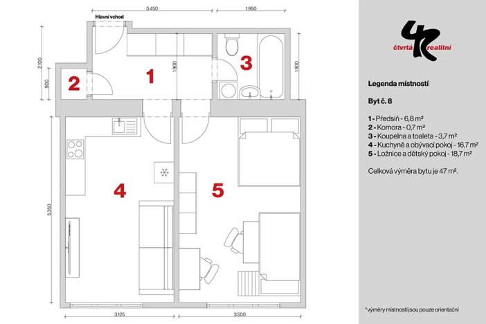 Prodej bytu 2+kk, Praha - Žižkov, Hartigova, 51 m2
