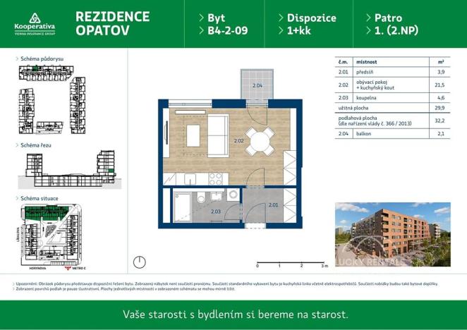 Pronájem bytu 1+kk, Praha - Chodov, Líbalova, 32 m2