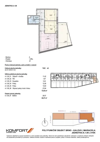 Prodej bytu 3+kk, Brno, Kalová, 77 m2