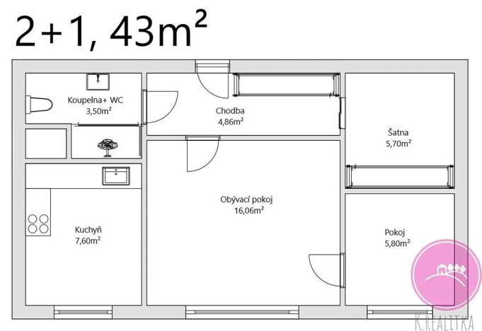 Prodej bytu 2+1, Olomouc, Rožňavská, 43 m2