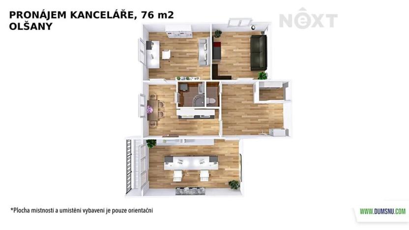 Pronájem bytu 3+1, Olšany, 76 m2