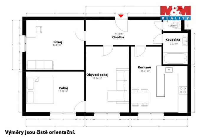 Prodej bytu 3+1, Klatovy - Klatovy V, Plánická, 76 m2