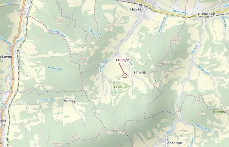 Dražba lesa, Hovězí, 605 m2