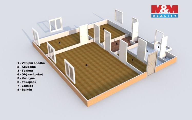 Prodej bytu 3+1, Opočno, Nádražní, 80 m2