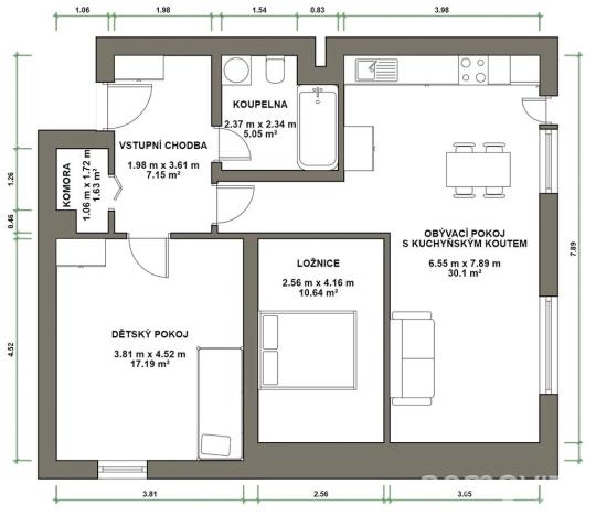Prodej bytu 3+kk, Praha - Modřany, K Vystrkovu, 73 m2