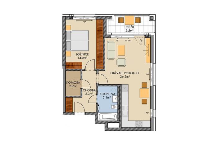 Prodej bytu 2+kk, Praha, Huppnerova, 58 m2