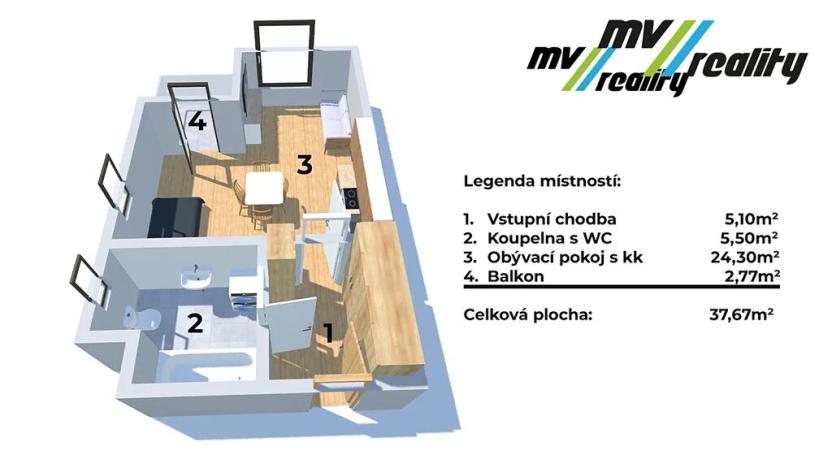 Prodej bytu 1+kk, Praha - Hrdlořezy, V třešňovce, 35 m2