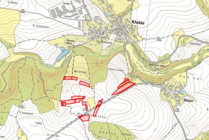 Prodej pole, Křešín, 9973 m2