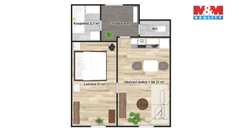 Prodej bytu 2+kk, Nymburk, Resslova, 45 m2