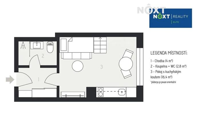 Pronájem bytu 1+kk, Brno, Bratislavská, 24 m2