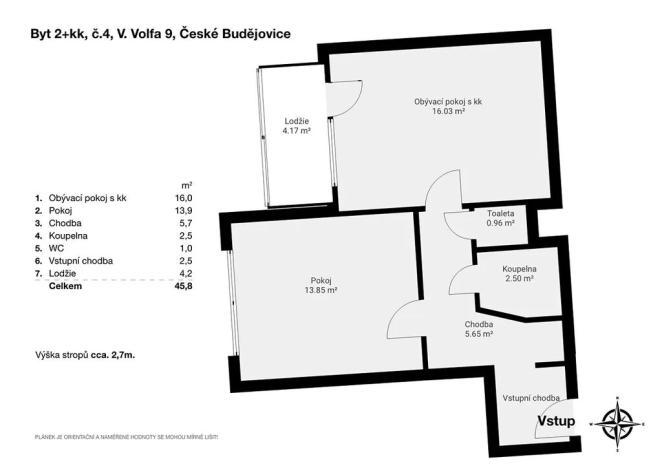 Prodej bytu 2+kk, České Budějovice, V. Volfa, 46 m2