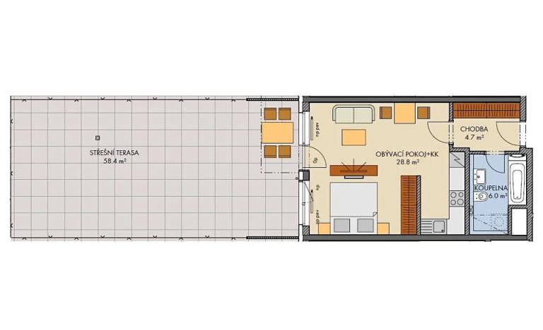 Prodej bytu 1+kk, Praha - Dolní Měcholupy, Honzíkova, 41 m2