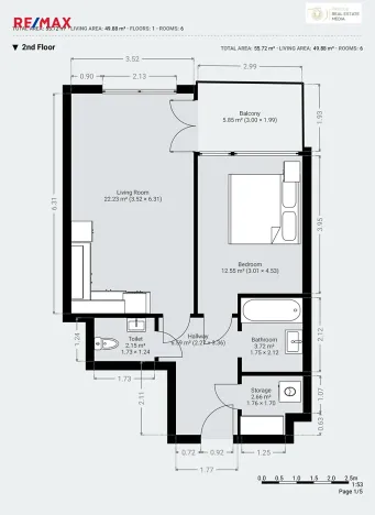 Pronájem bytu 2+kk, Praha - Radlice, U Komína, 54 m2
