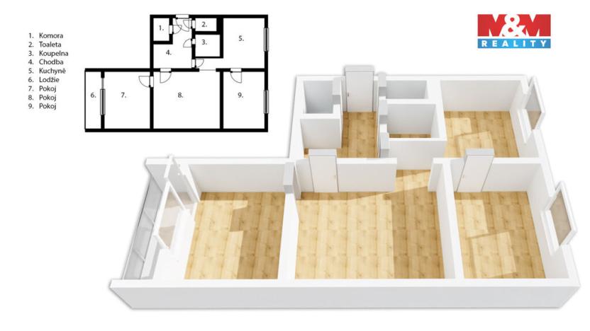 Prodej bytu 3+1, Česká Třebová - Lhotka, 63 m2