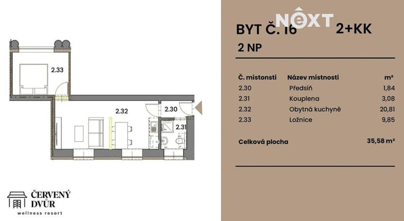 Prodej bytu 2+kk, Rapotín, Výzkumníků, 36 m2