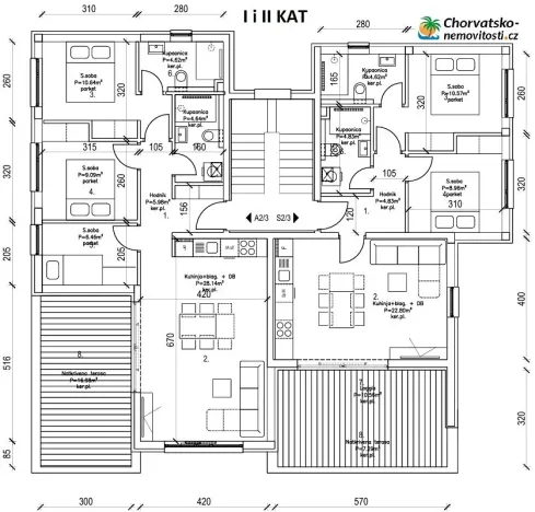 Prodej bytu 3+kk, Novalja, Chorvatsko, 84 m2