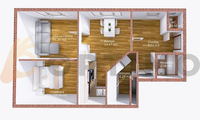 Prodej bytu 2+1, Praha - Libeň, Na Rokytce, 52 m2