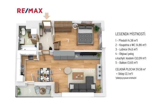 Prodej bytu 2+kk, Brno, Čeňka Růžičky, 58 m2