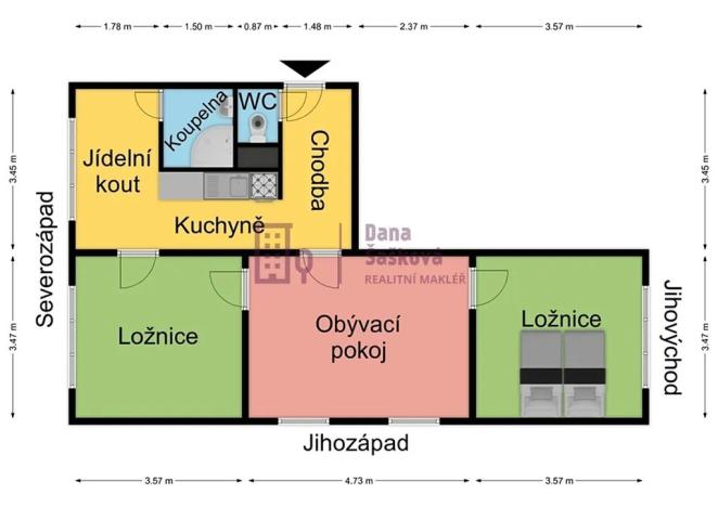 Pronájem bytu 3+1, Jindřichův Hradec, sídliště Vajgar, 61 m2