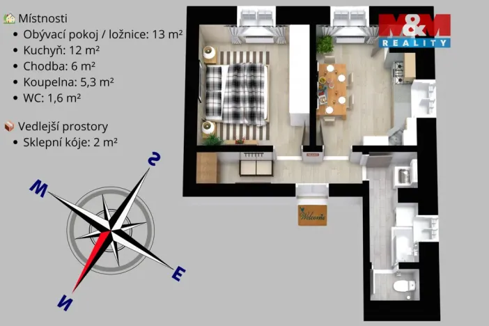 Prodej bytu 1+1, Soutice, 40 m2