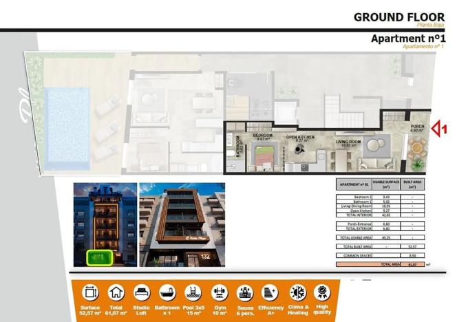 Prodej bytu 2+kk, Torrevieja, Španělsko, 52 m2
