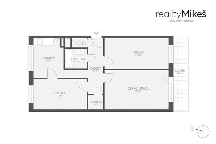 Prodej bytu 3+1, Železný Brod, Na Vápence, 73 m2
