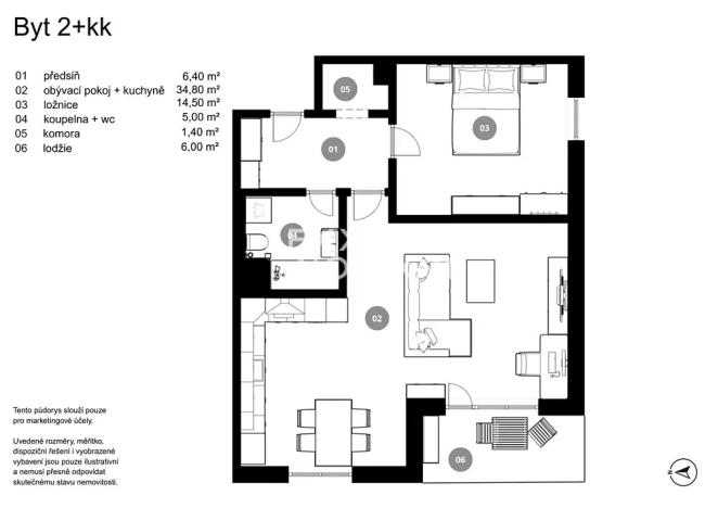 Prodej bytu 2+kk, Praha - Modřany, K Vystrkovu, 65 m2