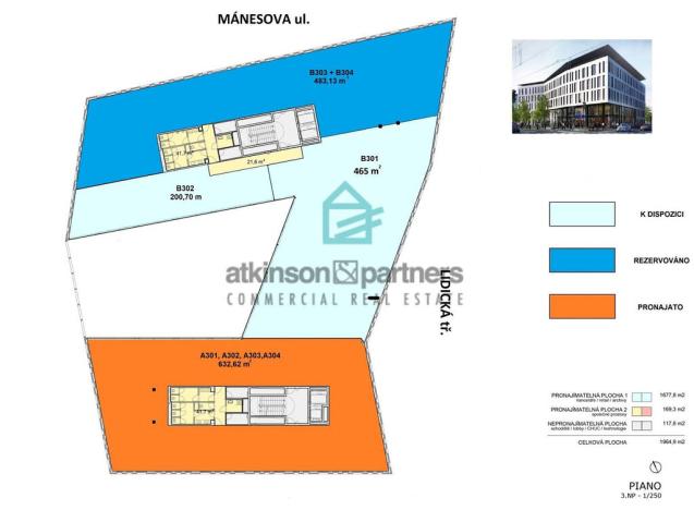 Pronájem kanceláře, České Budějovice - České Budějovice 7, Lidická tř., 3300 m2