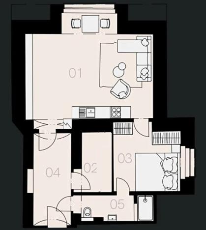 Pronájem bytu 2+kk, Praha, Křižíkova, 51 m2