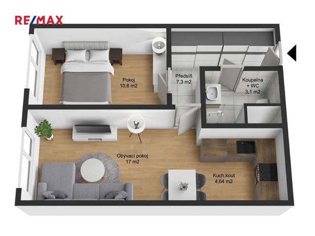 Pronájem bytu 2+kk, Praha - Horní Počernice, Ruprechtická, 45 m2