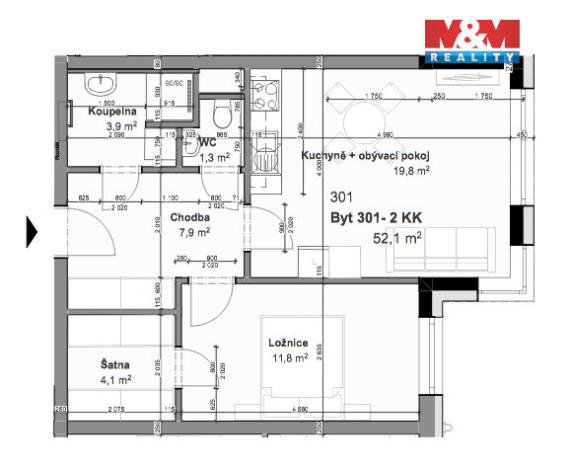 Prodej bytu 2+kk, Nové Strašecí, Viktora Olivy, 52 m2