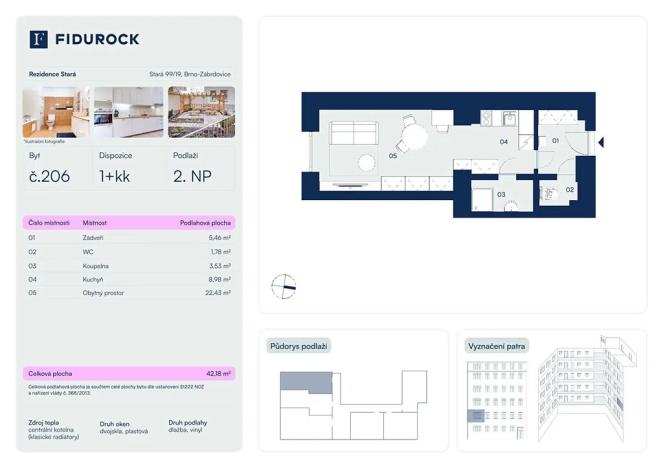 Prodej bytu 1+kk, Brno, Stará, 45 m2