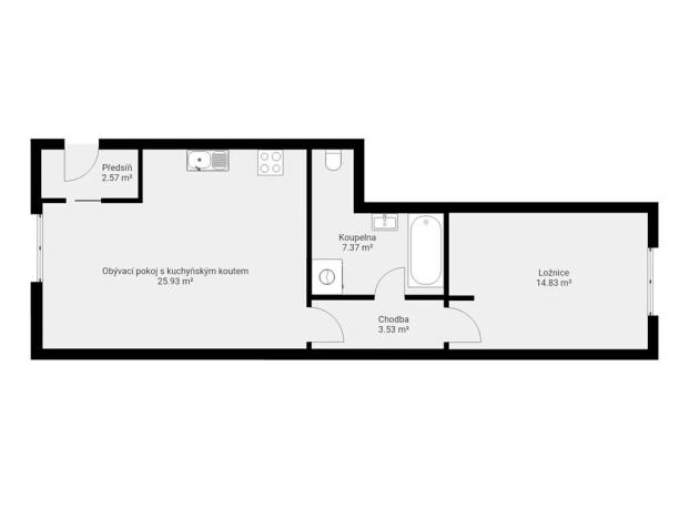 Pronájem bytu 2+kk, Praha - Libeň, Ocelářská, 54 m2