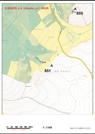 Prodej lesa, Ústrašín, 1179 m2