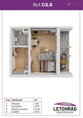 Prodej bytu 1+kk, Letohrad, U Biatlonu, 34 m2