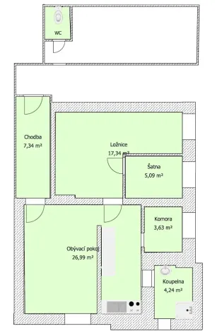 Pronájem bytu 2+kk, Dolní Branná, 65 m2