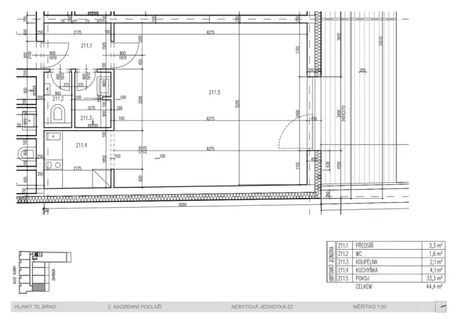 Pronájem bytu 1+kk, Brno, Hlinky, 44 m2