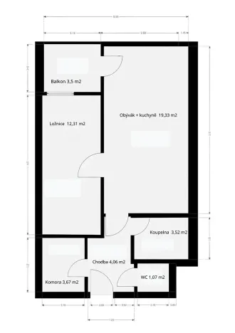 Pronájem bytu 2+kk, Říčany, Na Fialce, 48 m2