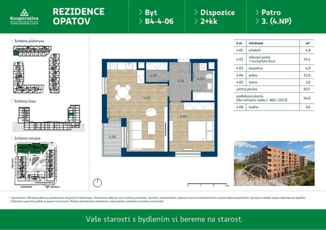Pronájem bytu 2+kk, Praha - Chodov, Líbalova, 54 m2