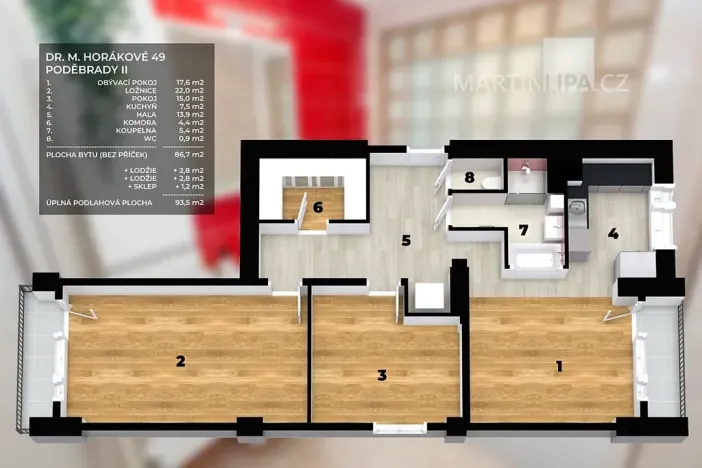 Prodej bytu 3+1, Poděbrady, Dr. Horákové, 86 m2