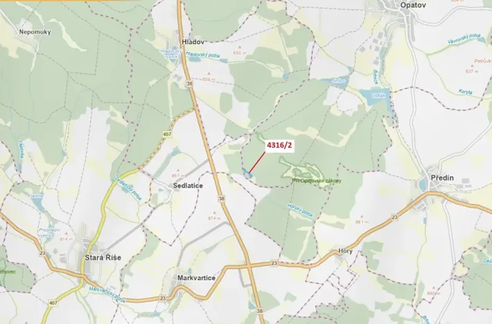 Dražba lesa, Opatov, 7085 m2