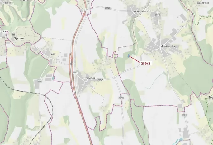 Dražba lesa, Jenišovice, 2305 m2