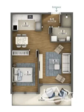 Prodej bytu 2+kk, Dobrá Voda, Černá Hora, 49 m2